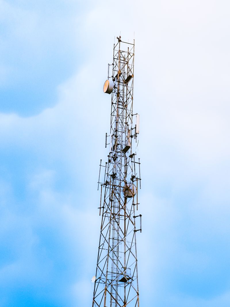 Telecommunications tower against the sky